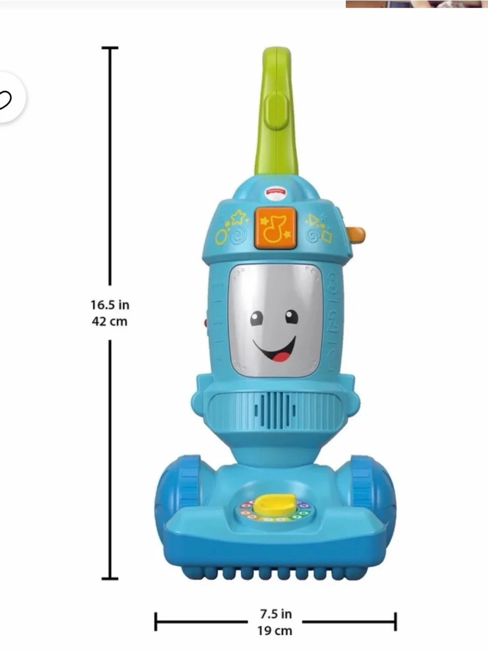 Fisher-Price Blue and Green Musical Push Vacuum Toy